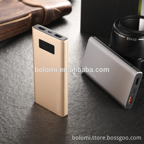 Aluminum alloy Rohs power bank 10000mah with LED screen display